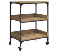 Chariot de cuisine en bois - vidaXL - Chêne artisanal - 60x41x80,5 cm - Roues mobiles - Style industriel - Polyvalent