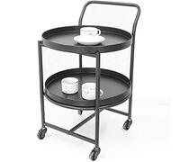 Chariot de cuisine en fer forgé, chariot de service à 2 étages sur roulettes, chariot élégant pour salle à manger et divertissement