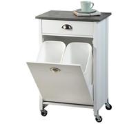Chariot de cuisine - Kesper - Blanc - Poubelle intégrée - Design élégant - FSC
