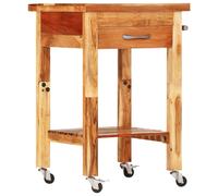 Chariot de Cuisine Meuble de Rangement Intérieur Bois d'Acacia Massif vidaXL