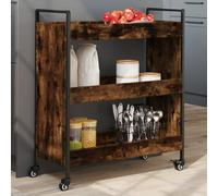 vidaXL Chariot de cuisine chêne fumé – étagère avec roues – bois d'ingénierie 70x30x82 cm