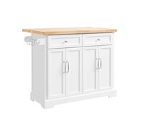 Chariot de cuisine moderne - SOBUY - 115x71x92 cm - Blanc - 2 tiroirs - 4 portes - Plateau extensible