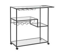 Beliani Chariot de Cuisine Noir Industriel à roulettes Porte-Bouteilles 86 x 40 cm Marcola