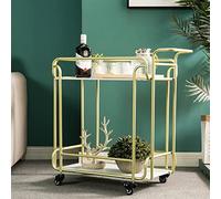 Chariot de cuisine pliable à 2 niveaux avec roues verrouillables et poignées Idéal pour les restaurants, les hôtels et les bars - Chariot utilitaire roulant polyvalent