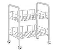 Chariot de Cuisine Polyvalent à roulettes en métal Blanc à 4 Niveaux - Chariot de Rangement Polyvalent pour Bureau, Chambre, Cuisine et Organisation