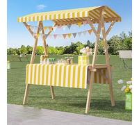 Chariot de cuisine portable avec auvent de 119,4 cm - Kiosque pliable en bois pour restauration et petites entreprises - Couleur 3 - Solution polyvalente pour fournisseur d'extérieur