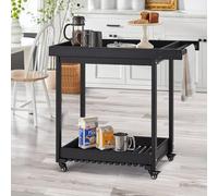 Chariot de cuisine portable d'extérieur avec double étagères et roulettes pour jardin et terrasse