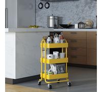 [en.casa] Chariot de Service Polyvalent Desserte Cuisine Salon Salle de Bains 3 Paniers Étagère de 3 Surfaces Meuble de Rangement Acier 79 x 46 x 35 cm Jaune