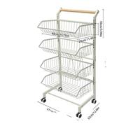 Chariot de cuisine, quatre étagères, design durable en acier au carbone , BLANC