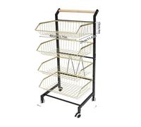 Chariot de cuisine, quatre étagères, design durable en acier au carbone , or