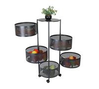 Chariot de Cuisine Relaxdays, 5 Compartiments, H x P : 90 x 34 cm, métal, 2 Freins, Chariot Noir