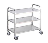 Chariot de cuisine robuste en acier inoxydable - Chariot mobile extra large, rouleau multifonction à 3 couches, design durable