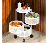 Chariot de cuisine rotatif à 360° avec roulettes Cu Fruit et nizer vétérinaire pour cuisine, salle de bain, salon, blanchisserie Blanc