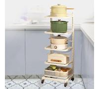 Chariot de cuisine roulant avec housse et étagère pour micro-ondes, étagère de rangement à 5 niveaux pour une utilisation polyvalente à la maison et au bureau