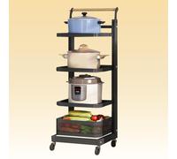 Chariot de cuisine roulant avec housse et étagère pour micro-ondes, étagère de rangement à 5 niveaux pour une utilisation polyvalente à la maison et au bureau