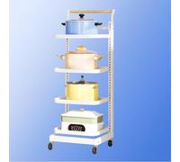 Chariot de cuisine roulant avec housse et étagère pour micro-ondes, étagère de rangement à 5 niveaux pour une utilisation polyvalente à la maison et au bureau