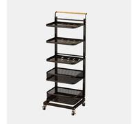 Chariot de cuisine roulant avec housse et étagère pour micro-ondes, étagère de rangement à 5 niveaux pour une utilisation polyvalente à la maison et au bureau