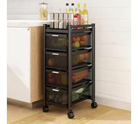 Chariot de cuisine roulant avec roues verrouillables et panier en maille, chariot de rangement multifonction pour organiser les fournitures de cuisine