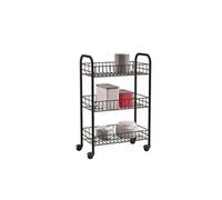 Metaltex Chariot de cuisine Siena – 3 paniers, noir, compact et mobile