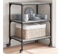 vidaXL Chariot de Cuisine, Étagère avec Roues, Chariot de Service, Meuble de Rangement Salon Salle de Bain Intérieur, Sonoma Gris Bois d'Ingénierie