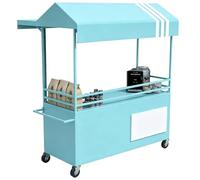 Chariot de distribution alimentaire mobile avec roulettes, charge de 200 kg, support de marché fermier avec auvent, grand rangement pour marché de rue, festival, fête