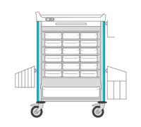 Chariot de distribution de médicaments DIN NEOP 600 x 400 - 18 lits - Bleu