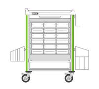 Chariot de distribution de médicaments DIN NEOP 600 x 400 - 18 lits - Vert Pomme
