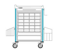 Chariot de distribution de médicaments DIN NEOP 600 x 400 - 24 lits - Vert Pomme