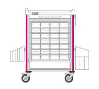 Chariot de distribution de médicaments DIN NEOP 600 x 400 - 28 lits - Rose