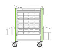 Chariot de distribution de médicaments DIN NEOP 600 x 400 - 28 lits - Vert Pomme