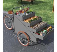 Chariot de distribution mobile pour tricycle avec parapluie - Support portable pour aliments et boissons pour événements en plein air et vente dans la rue