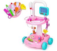 Chariot de Docteur pour Enfants - Mallette Médicale et Jouet d'Infirmière -Jeu de Simulation et Kit de Docteur pour Filles 3 a 5 Ans