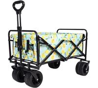 Chariot De Festival avec Grandes Roues Tout Terrain, Chariot De Plage Pliant 100l, Chariot De Plage Pliable Robuste avec 2 Poches pour Le Camping en Plein Air, Le Jardin De Plage, Cartoon