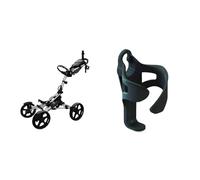 Chariot de golf Clicgear 8.0+ Unisexe, argenté, taille unique pour le Royaume-Uni + Porte-gobelet Clicgear Golf Trolley XL, noir