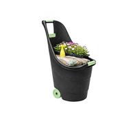 Chariot de jardin 62L 2 roues - Transport Bois, Terreau, Plantes Trolley Plastique robuste recyclé Noir KZ GARDEN