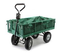 Chariot de jardin à main 300kg bâche amovible et grilles remorque de transport