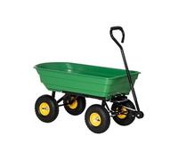 Outsunny Chariot de Jardin à Main Benne basculante 75° 75L Charge Max. 200 Kg 4 Roues pneumatiques Acier PP Jaune Vert