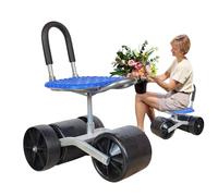 Chariot de jardin à roulettes robuste - Tabouret de travail portable avec roulettes Design pliable en acier et glisse lisse pour un entretien facile en extérieur