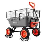 VEVOR Chariot de Jardin Basculant Max. 362 kg Chariot à Benne Basculante en PP pour Transport Bois Plantes Terre, Ridelles Amovibles, 4 Roues Increvables, Basculement à 90°, Roulement Rotatif à 270°