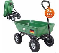 Chariot de Jardin Benne basculante 300kg 4 pneus gonflables Tout Terrain axe Direction 75L Chariot de Transport Chariot à Main