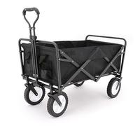 Chariot De Jardin Chariot Pliant De Chariot De Jardin avec Le Caddie Résistant De Chariot De 4 Roues pour Le Camion Extérieur De Traction De Pêche De Camping Chariot Transport(Black)