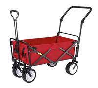 Chariot De Jardin Chariot Se Pliant De Chariot De Jardin avec Le Caddie Résistant De Chariot De 4 Roues pour Le Camion Extérieur De Traction De Camping Chariot Transport(Rot)