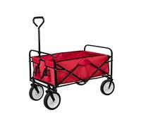 BROUETTE - TECTAKE - Chariot de Jardin Pliable avec 4 Roues Charge Maximum 80 Kg + Bâche Poignée rembourrée - Rouge