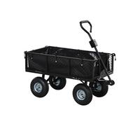 Outsunny Chariot de Jardin 300 Kg, Chariot de Transport Chariot à roulettes avec bâche Amovible et poignée rotative à 180°, Chariot remorque avec parois rabattables et pneus gonflables 25 cm, Noir