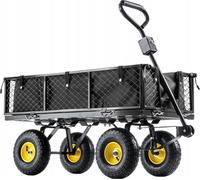 Chariot de jardin en filet KADAX avec bâche amovible, capacité de charge 300 kg, chariot de jardin en acier peint par poudrage