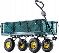Chariot de jardin en filet KADAX avec bâche amovible, capacité de charge 300 kg, chariot de jardin en acier peint par poudrage