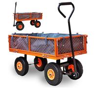 Fuxtec Chariot de Jardin FX-GW350 parois latérales rabattables pour Fermeture Rapide Charge Max. 150kg pneus XXL bâche intérieur Polyester Pratique et maniable