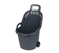 Chariot de jardin Helpy, capacité utile de 50 l, charge maximale : 60 kg, roues sur axe métallique, gris