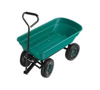 Chariot de jardin inclinable en acier vert pneu à air 120kg max.