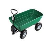 Chariot de jardin inclinable en acier vert pneu à air 120kg max.